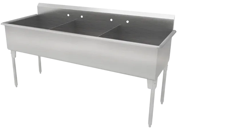 Franesse - 24" x 24" x 14" Triple Compartment Stainless Steel Sink - T2472-14-O