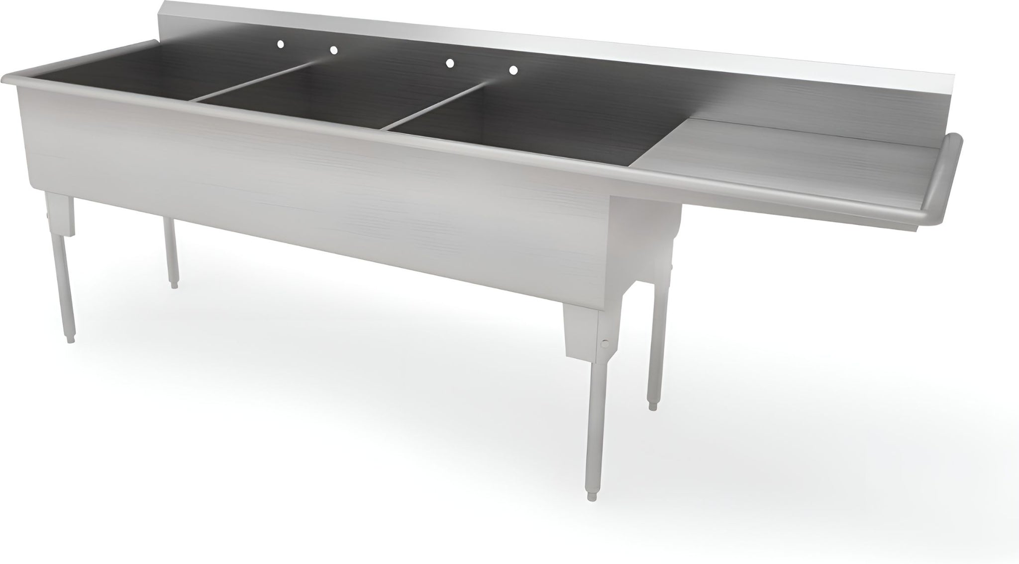 Franesse - 24" x 54" x 14" Stainless Steel Triple Compartment Sink With Drainboard - T2454-14DL24-O