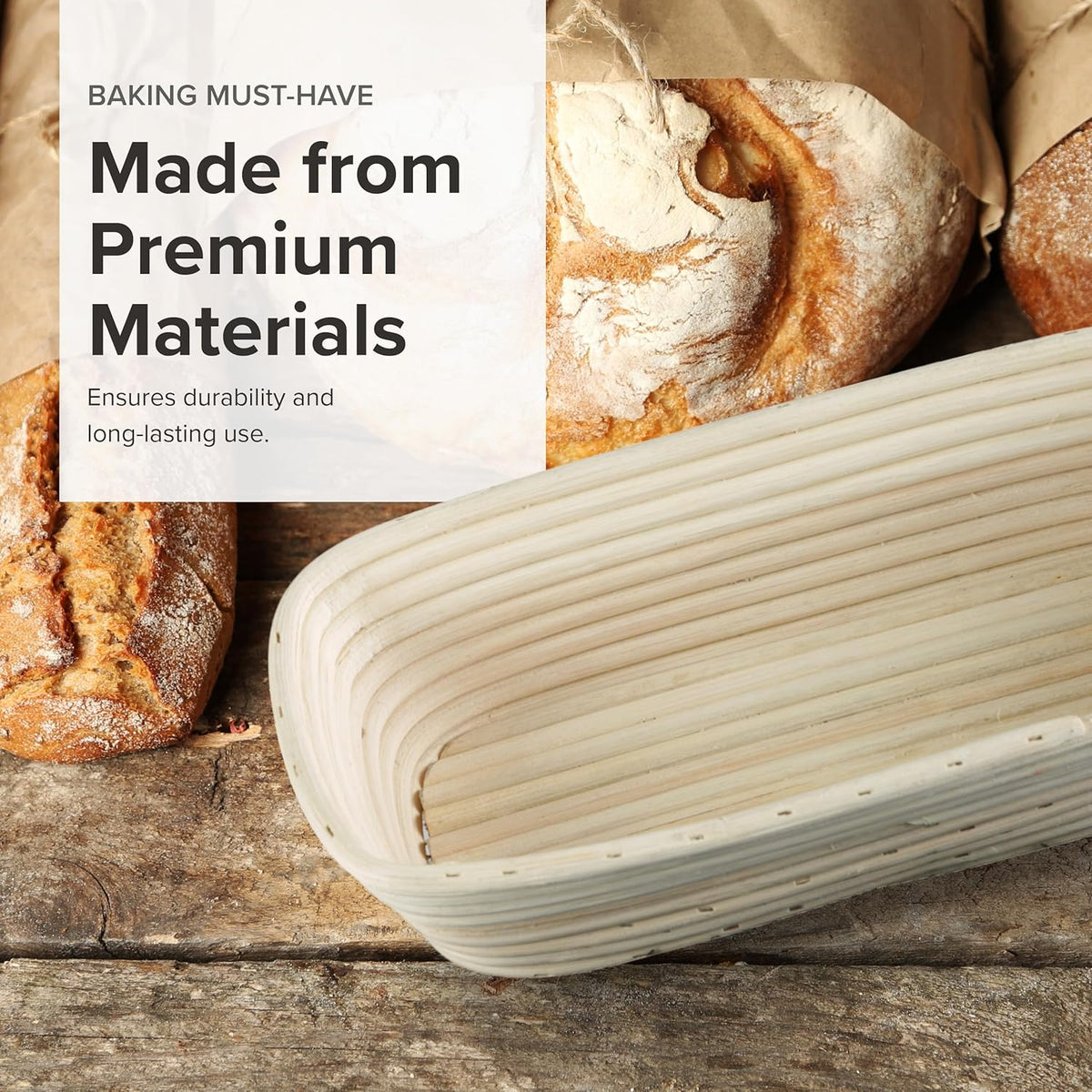 Frieling - 12" Rectangular Brotform Bread Rising Basket - 3005