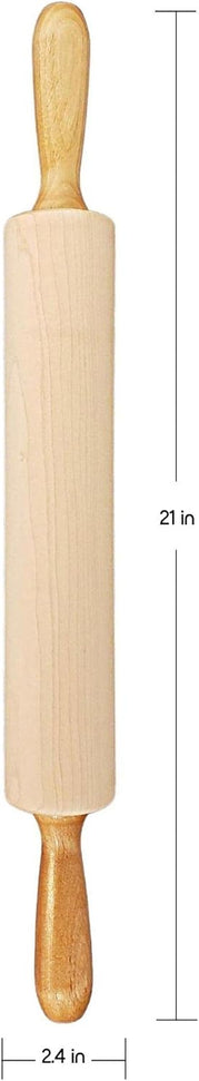 Frieling - 12" x 2.4" Maple Classic Rolling Pin with Handles - 3033