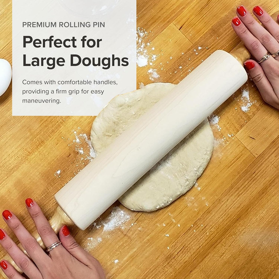 Frieling - 12" x 2.4" Maple Classic Rolling Pin with Handles - 3033