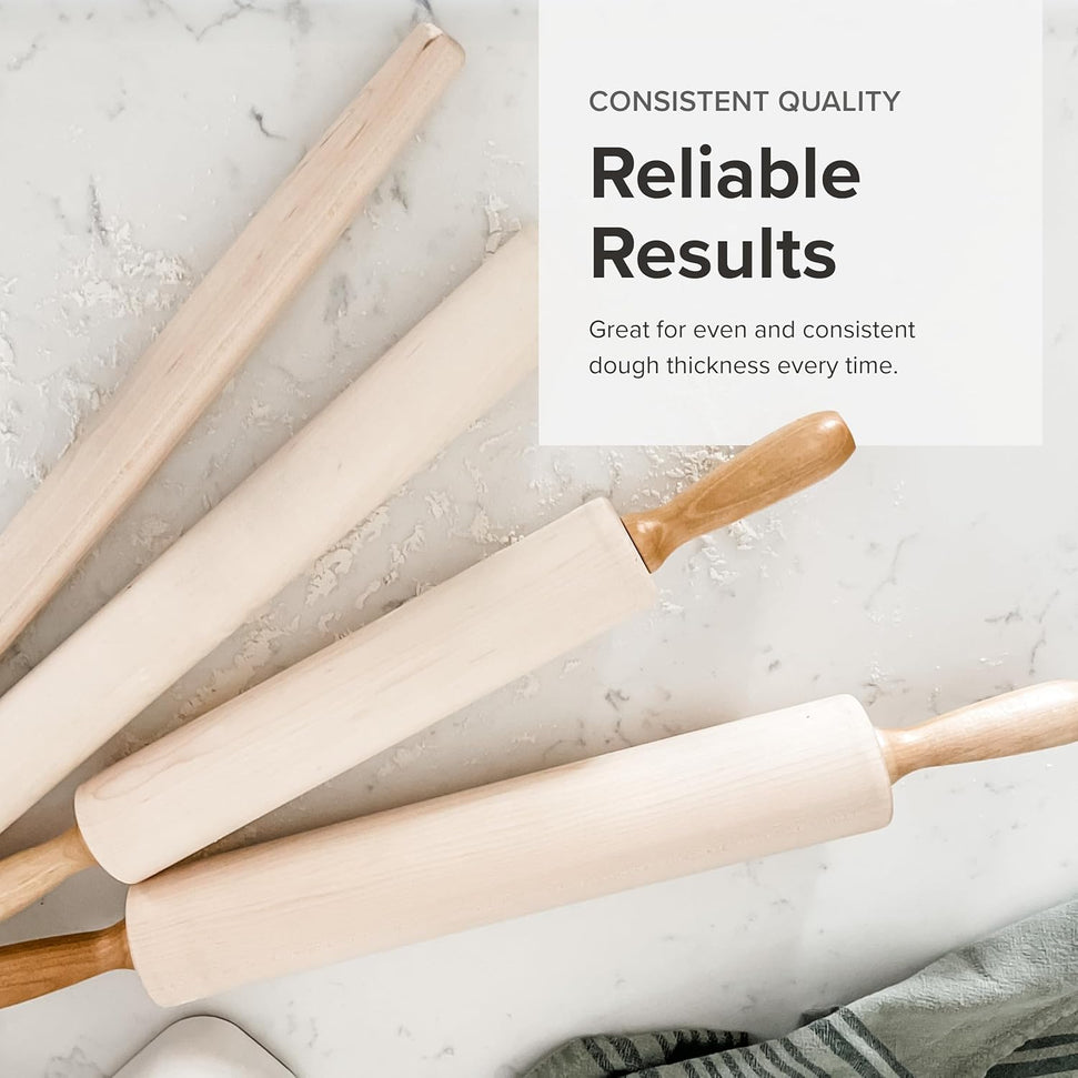 Frieling - 12" x 2.4" Maple Classic Rolling Pin with Handles - 3033