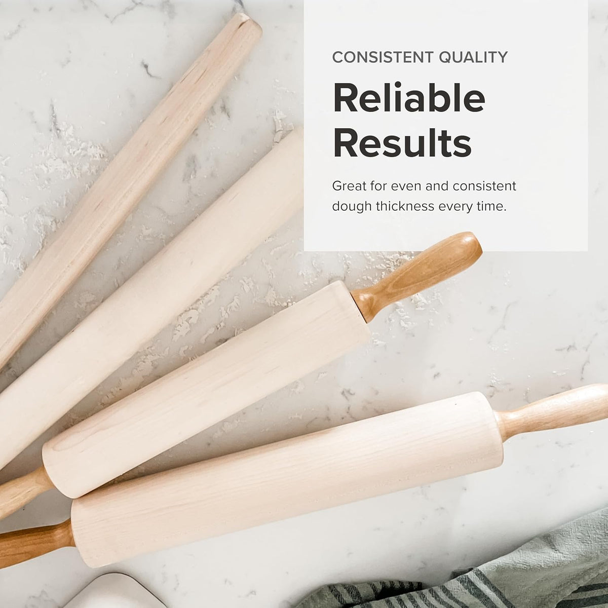 Frieling - 12" x 2.4" Maple Classic Rolling Pin with Handles - 3033