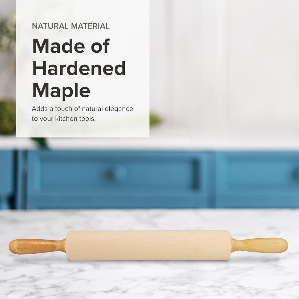 Frieling - 12" x 2.4" Maple Classic Rolling Pin with Handles - 3033