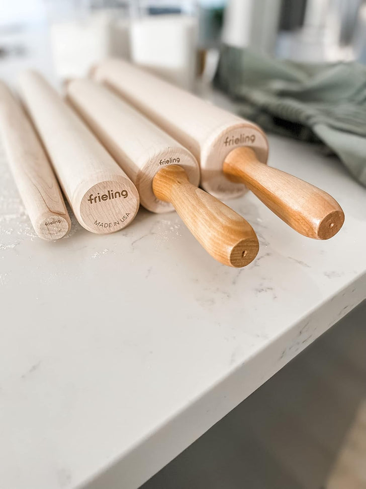 Frieling - 12" x 2.4" Maple Classic Rolling Pin with Handles - 3033