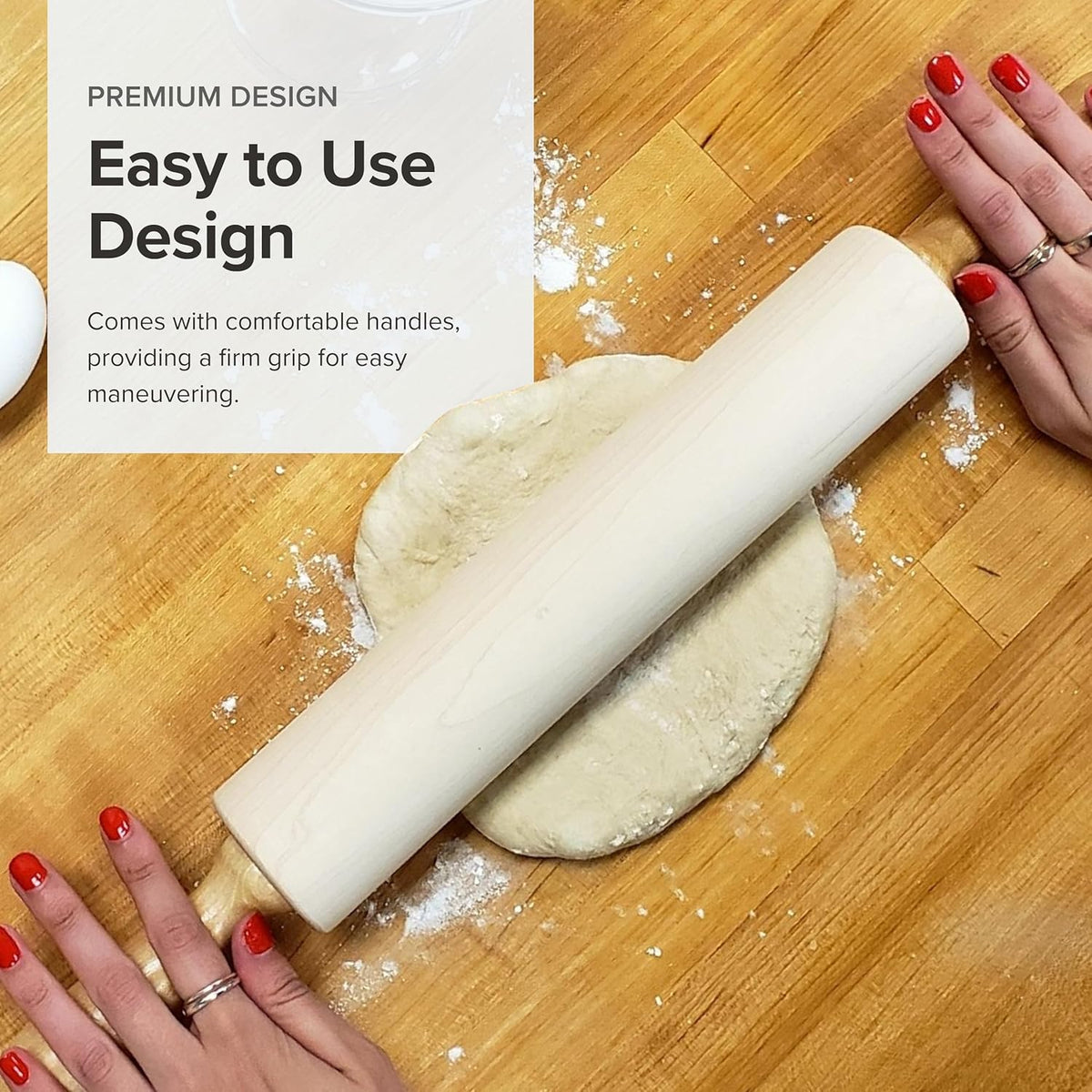 Frieling - 15" x 2.75" Maple Classic Rolling Pin with Handles - 3034