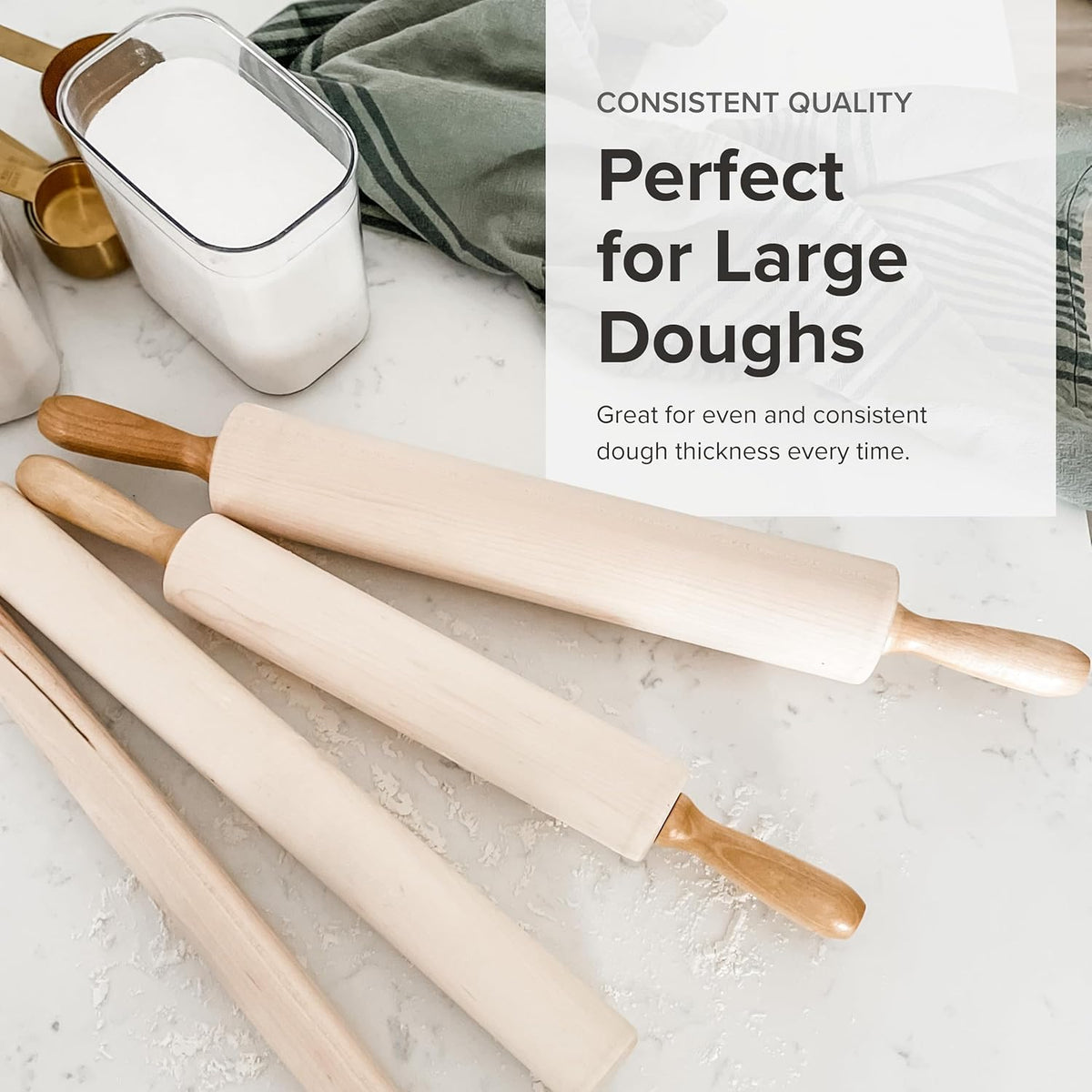 Frieling - 15" x 2.75" Maple Classic Rolling Pin with Handles - 3034