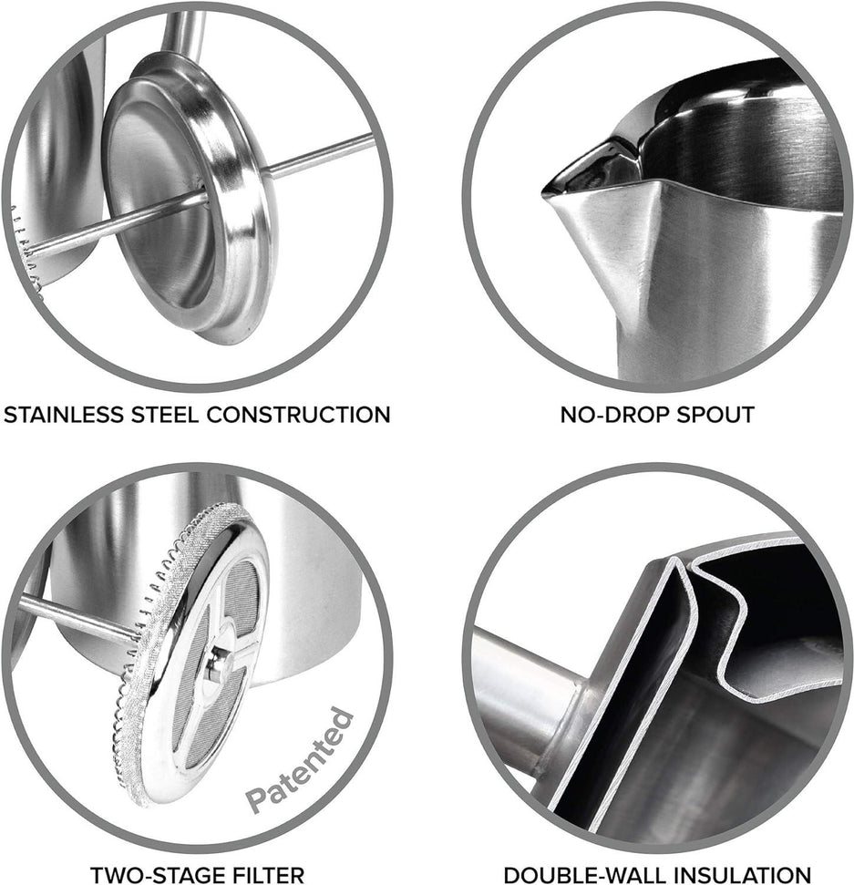 Frieling - 23 Oz Double-Walled Stainless-Steel French Press Coffee Maker - 143