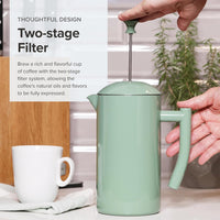 Frieling - 34 Oz Dilly Bean Green Double-Walled Stainless-Steel French Press Coffee Maker - 7003