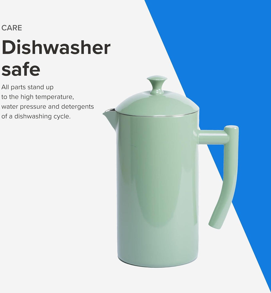 Frieling - 34 Oz Dilly Bean Green Double-Walled Stainless-Steel French Press Coffee Maker - 7003