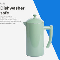 Frieling - 34 Oz Dilly Bean Green Double-Walled Stainless-Steel French Press Coffee Maker - 7003