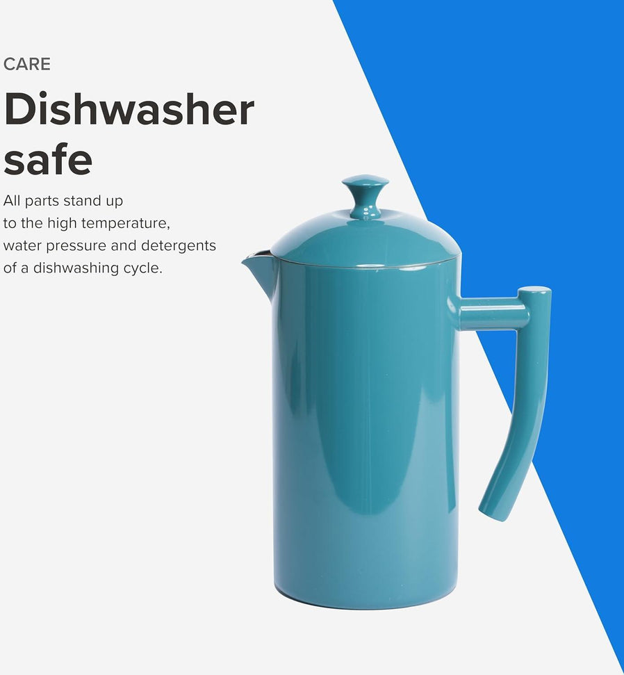 Frieling - 34 Oz Lagoon Blue Double-Walled Stainless-Steel French Press Coffee Maker - 7004