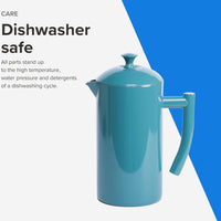 Frieling - 34 Oz Lagoon Blue Double-Walled Stainless-Steel French Press Coffee Maker - 7004