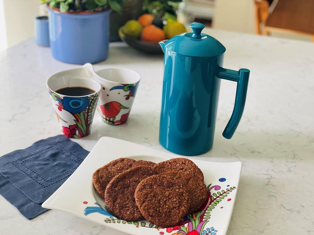 Frieling - 34 Oz Lagoon Blue Double-Walled Stainless-Steel French Press Coffee Maker - 7004