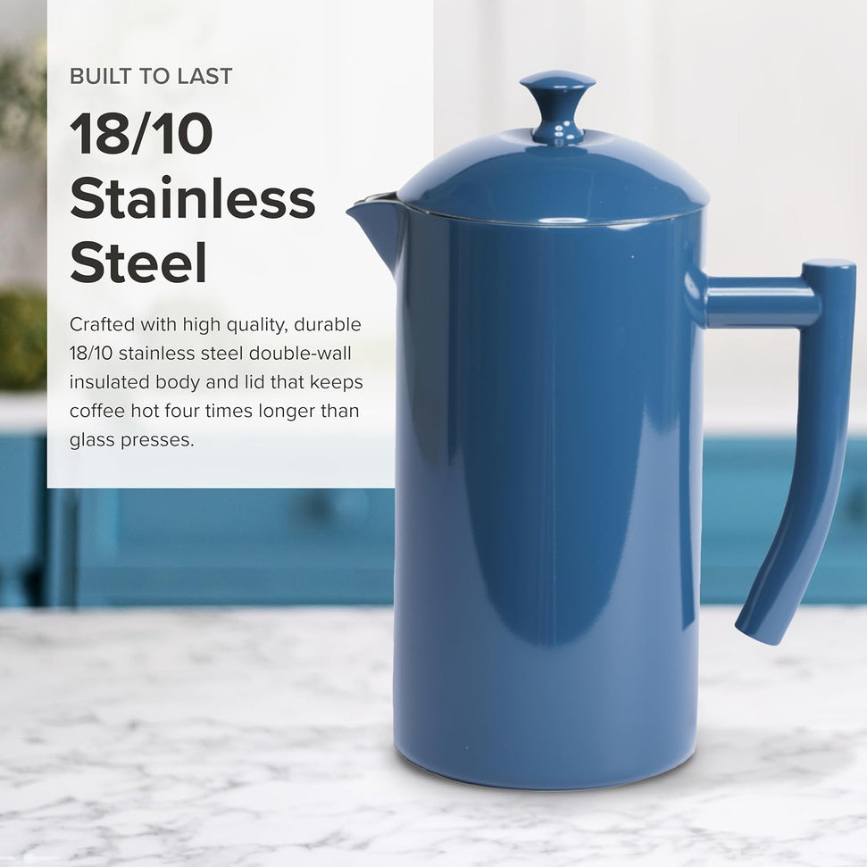 Frieling - 34 Oz Navy Double-Walled Stainless-Steel French Press Coffee Maker - 7002