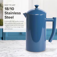 Frieling - 34 Oz Navy Double-Walled Stainless-Steel French Press Coffee Maker - 7002