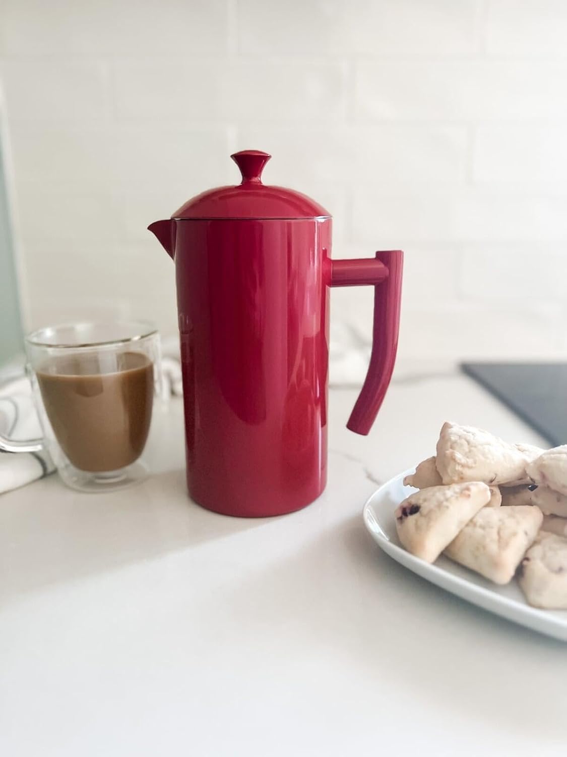 Frieling - 34 Oz Red Double-Walled Stainless-Steel French Press Coffee Maker - 7007