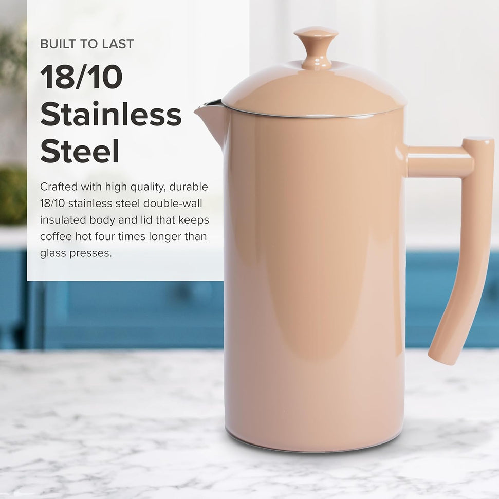 Frieling - 34 Oz Sandstone Double-Walled Stainless-Steel French Press Coffee Maker - 7005