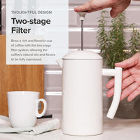 Frieling - 34 Oz Snow White Double-Walled Stainless-Steel French Press Coffee Maker - 7001