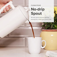 Frieling - 34 Oz Snow White Double-Walled Stainless-Steel French Press Coffee Maker - 7001