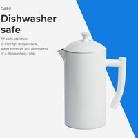 Frieling - 34 Oz Snow White Double-Walled Stainless-Steel French Press Coffee Maker - 7001
