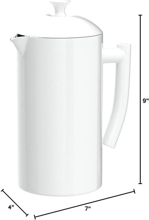 Frieling - 34 Oz Snow White Double-Walled Stainless-Steel French Press Coffee Maker - 7001