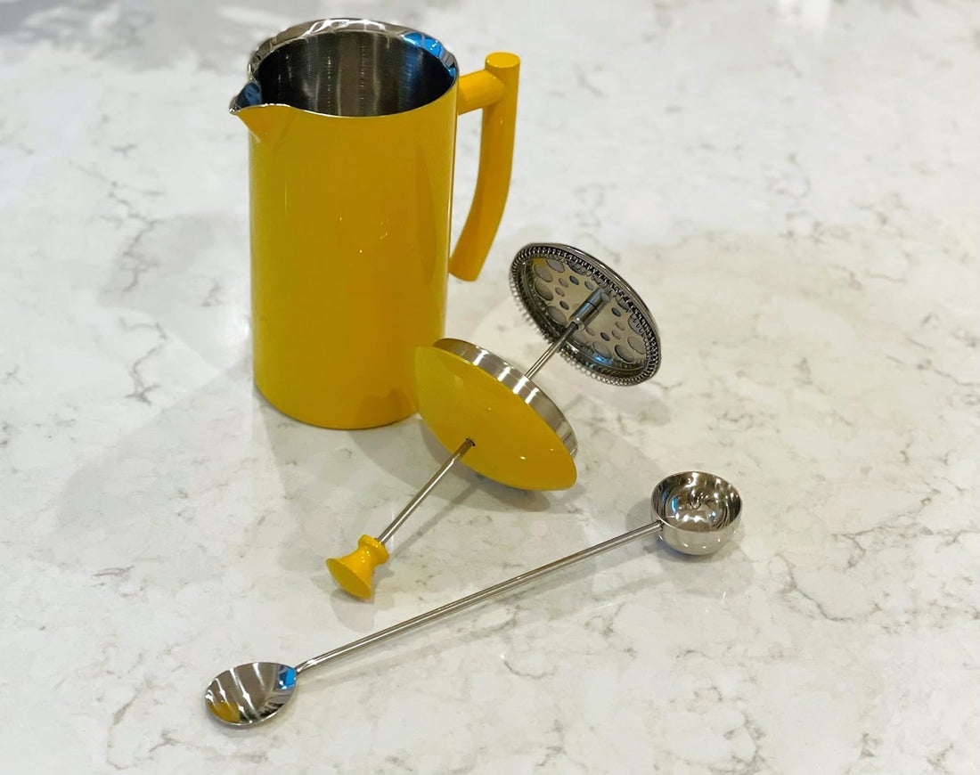 Frieling - 34 Oz Sunshine Yellow Double-Walled Stainless-Steel French Press Coffee Maker - 7006