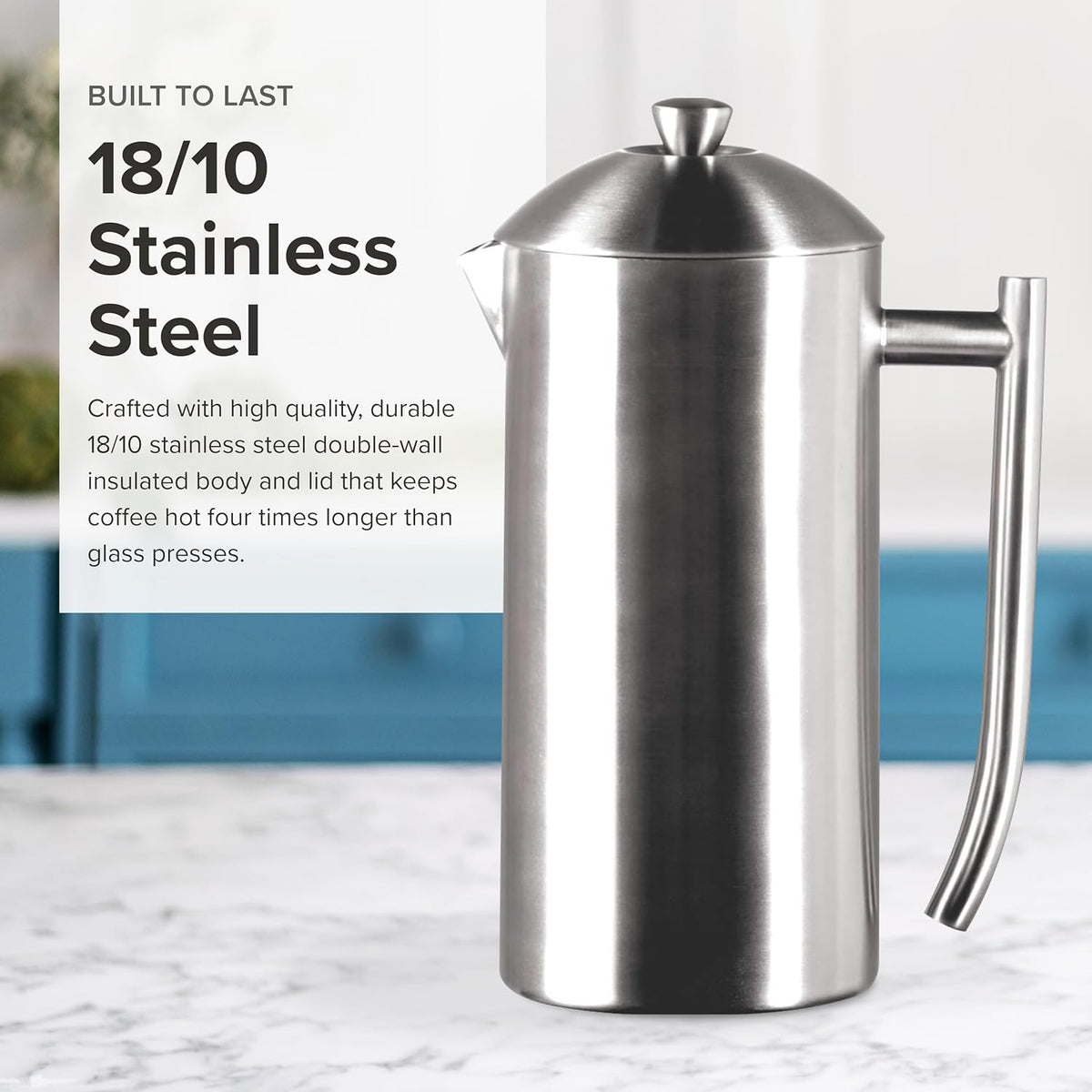 Frieling - 36 Oz Double-Walled Stainless-Steel French Press Coffee Maker with Patented Dual Screen - 144