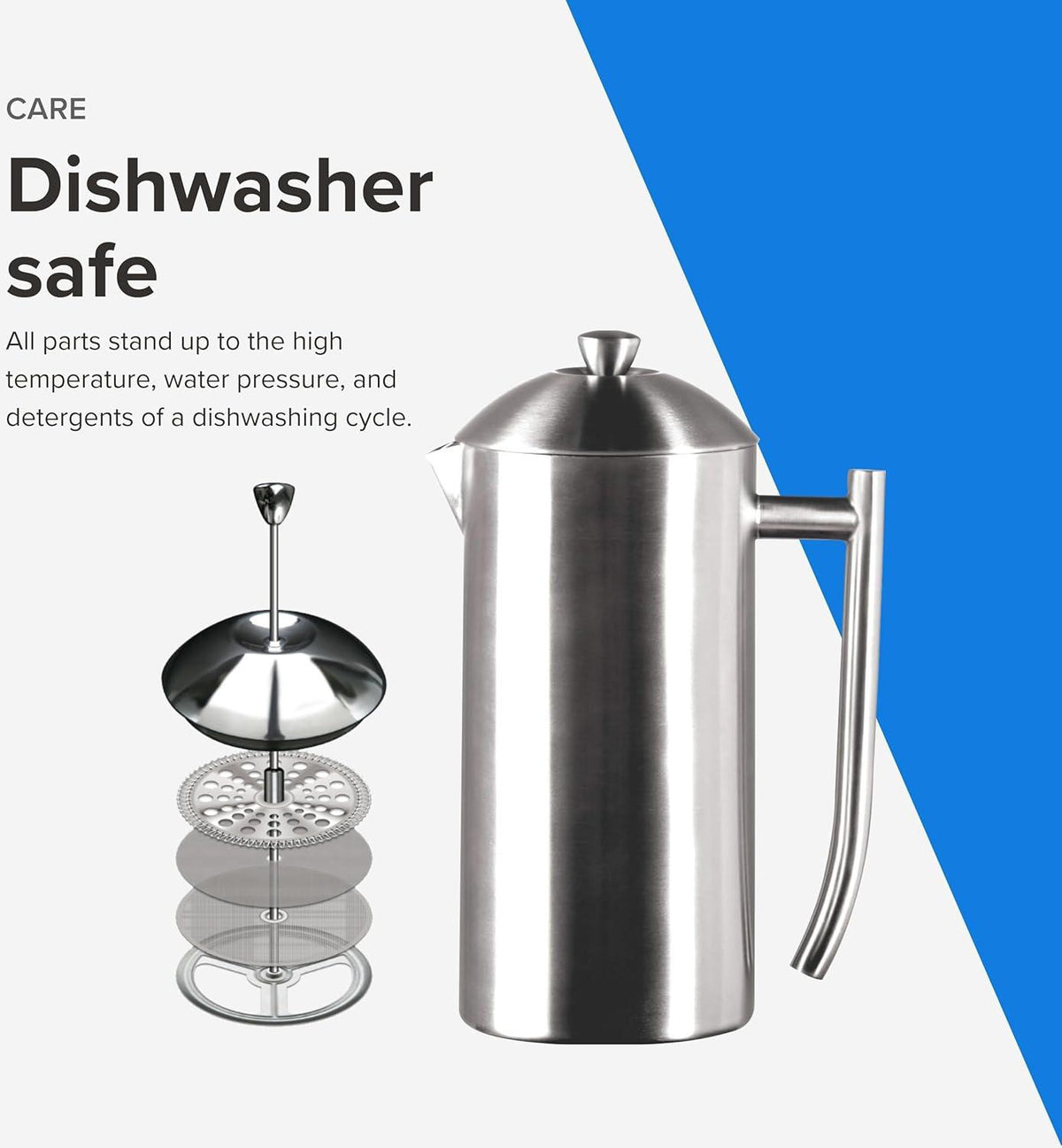 Frieling - 36 Oz Double-Walled Stainless-Steel French Press Coffee Maker with Patented Dual Screen - 144