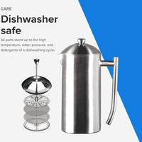 Frieling - 36 Oz Double-Walled Stainless-Steel French Press Coffee Maker with Patented Dual Screen - 144