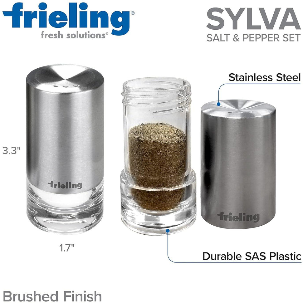 Frieling - 3.3" x 1.7" Clear/Stainless Steel Sylva Salt or Pepper Shaker Acrylic - 4001