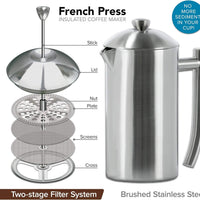 Frieling - 44 Oz Double-Walled Stainless-Steel French Press Coffee Maker - 131