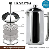 Frieling - 44 Oz Finish Mirrored Stainless-Steel French Press Coffee Maker - 130