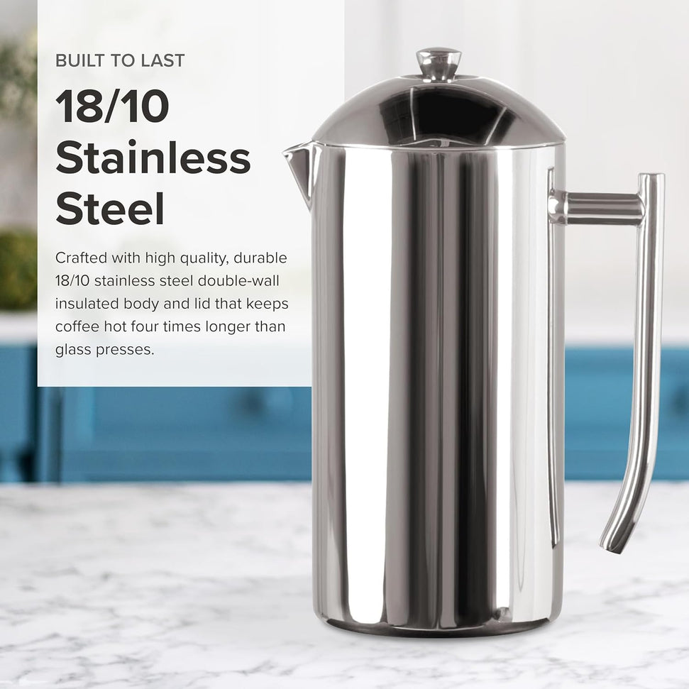 Frieling - 44 Oz Finish Mirrored Stainless-Steel French Press Coffee Maker - 130