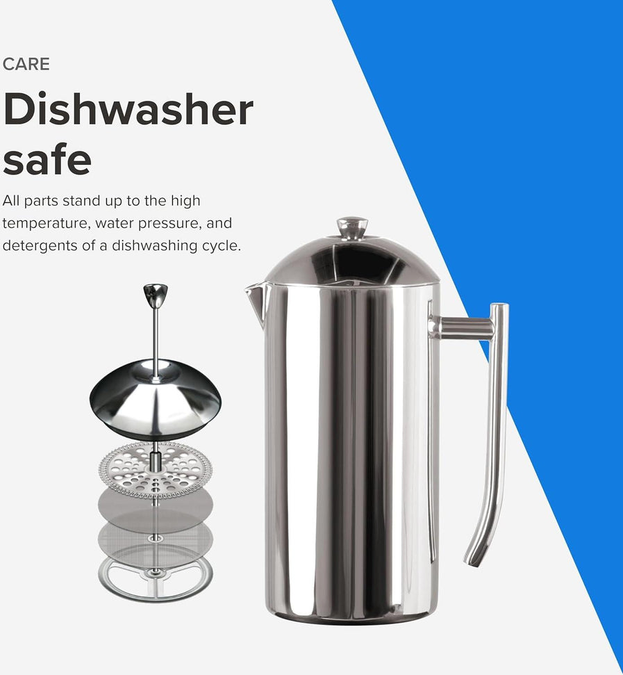 Frieling - 44 Oz Finish Mirrored Stainless-Steel French Press Coffee Maker - 130