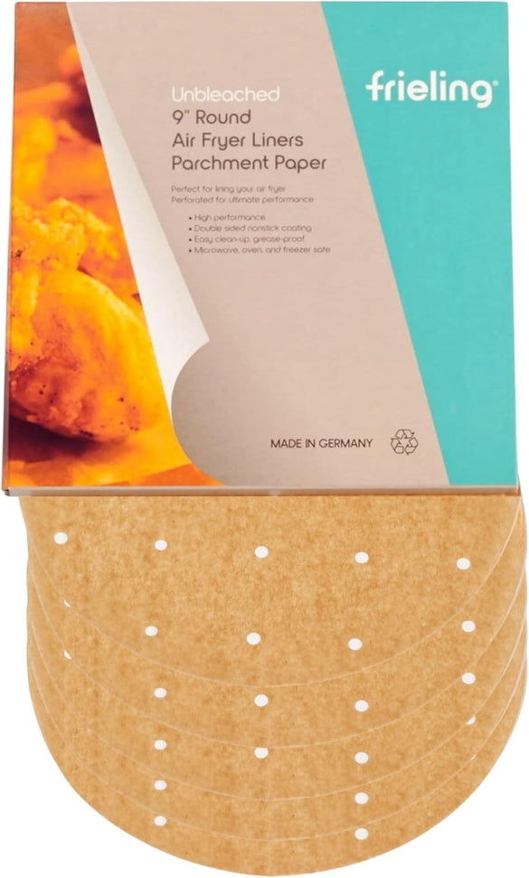 Frieling - 9" Round Air Fryer Liners with Holes, 50 Pc in Box - 6004
