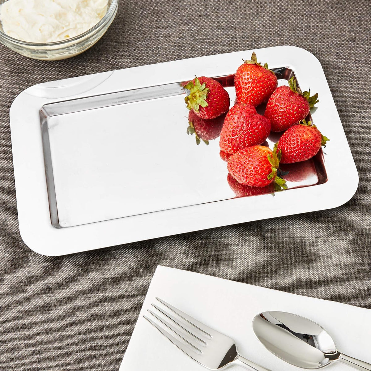 Frieling - 9.4" x 5.6" Rectangular Mirrored Finish Stainless Steel Serving Tray - 109