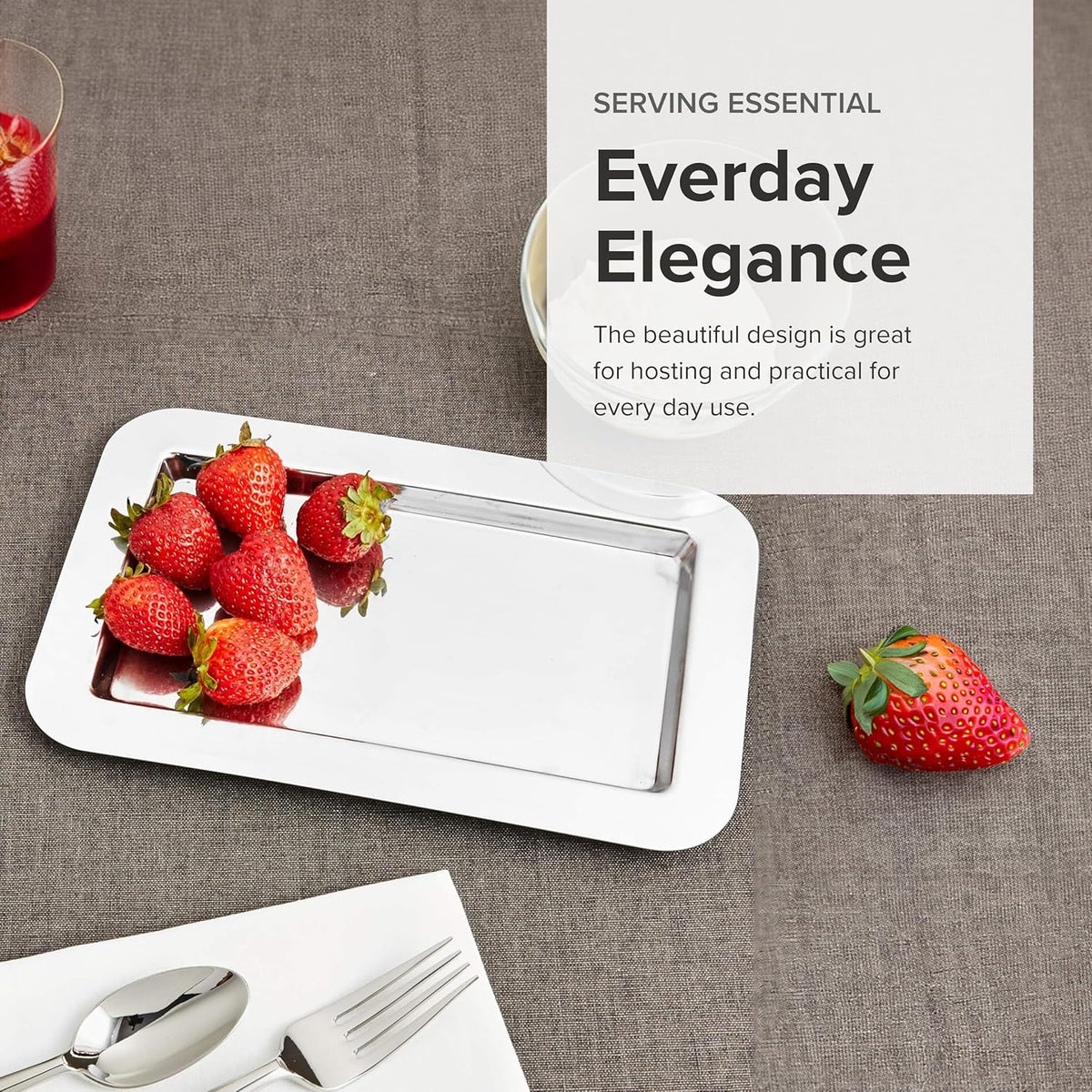 Frieling - 9.4" x 5.6" Rectangular Mirrored Finish Stainless Steel Serving Tray - 109