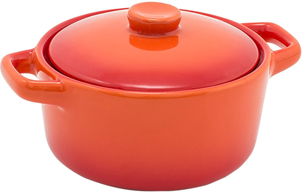 Front Of The House - 16 oz Round Kiln Blood Orange Ovenware Dish With Lid, Pack of 12 - DBO133ORC23