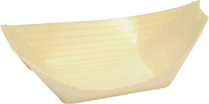 Front Of The House - 4" Servewise Wood Biodegradable Boat Bowl, 200/Pack - DSD053NAW28