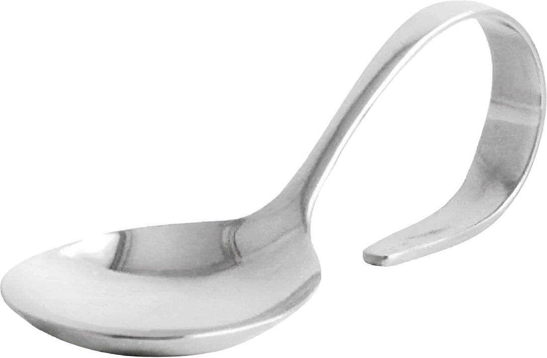 Front Of The House - 4.75" Mirrored Stainless Bent Silver Sampler Spoon, Pack of 12 - FSM001MSS23
