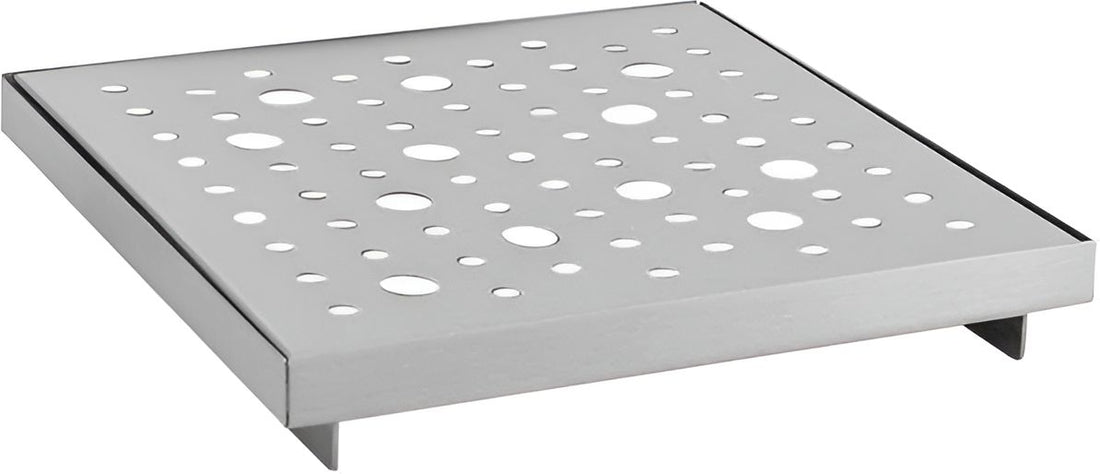 Front Of The House - 6" Square Silver Stainless Steel Footed Drip Tray, Pack of 6 - BPT036BSS22