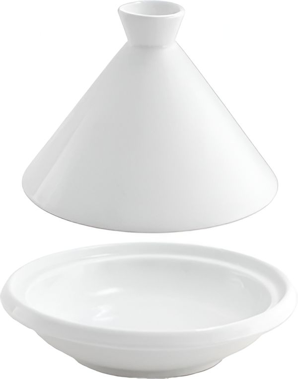 Front Of The House - 6.5" porcelain Round Tangine, Pack of 2 - STN001WHP20
