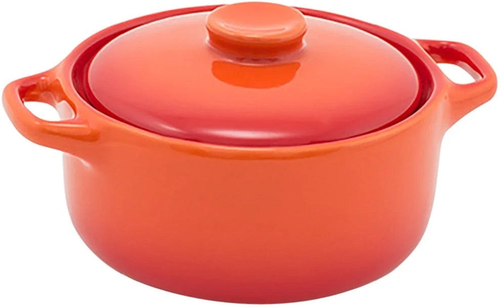 Front Of The House- 7 oz Round Kiln Blood Orange Ovenware Dish With Lid, Pack of 12 - DBO134ORC23