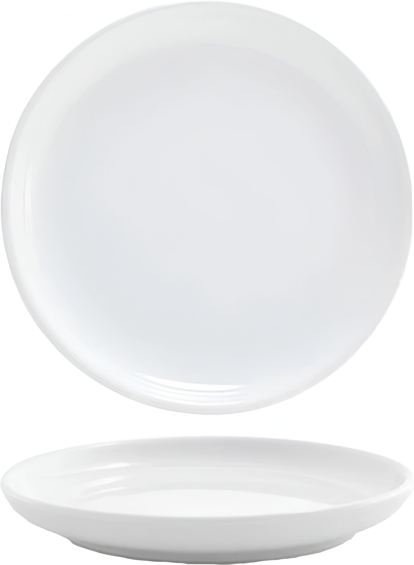 Front Of The House - 7.5" Bright White Coupe Round Porcelain Plate, Set of 12 - DSP018WHP23