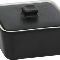 Front Of The House - 8 oz Square Kiln Black Ovenware Dish With Lid, Pack of 12 - DBO136BKC23