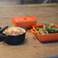 Front Of The House - 8 oz Square Kiln Blood Orange Ovenware Dish With Lid, Pack of 12 - DBO136ORC23