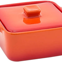 Front Of The House - 8 oz Square Kiln Blood Orange Ovenware Dish With Lid, Pack of 12 - DBO136ORC23