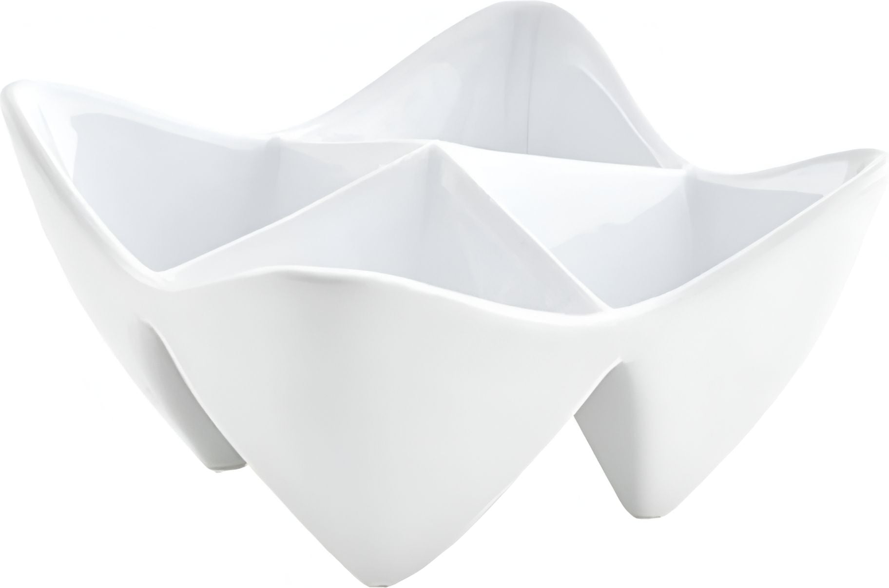 Front Of The House - Kyoto 4 Oz Bright White 4-Compartment Porcelain Pinch Bowl, Set of 6 - DBO089WHP22