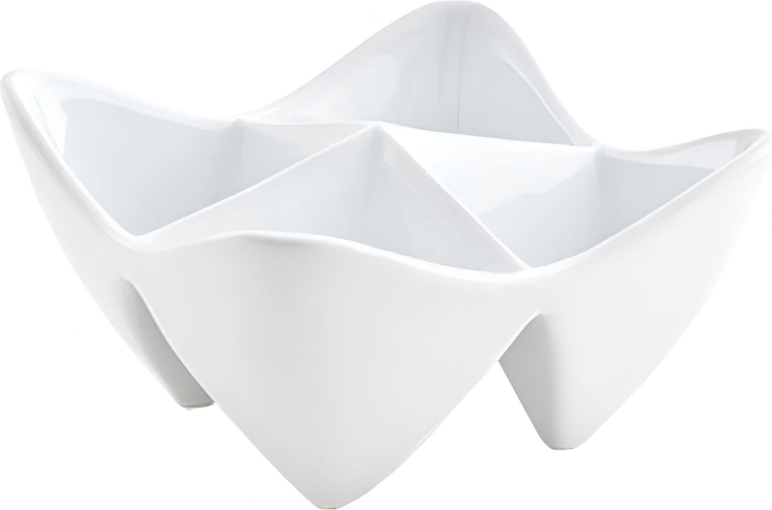 Front Of The House - Kyoto 4 oz Bright White 4-Compartment Porcelain Pinch Bowl, Pack of 6 - DBO089WHP22